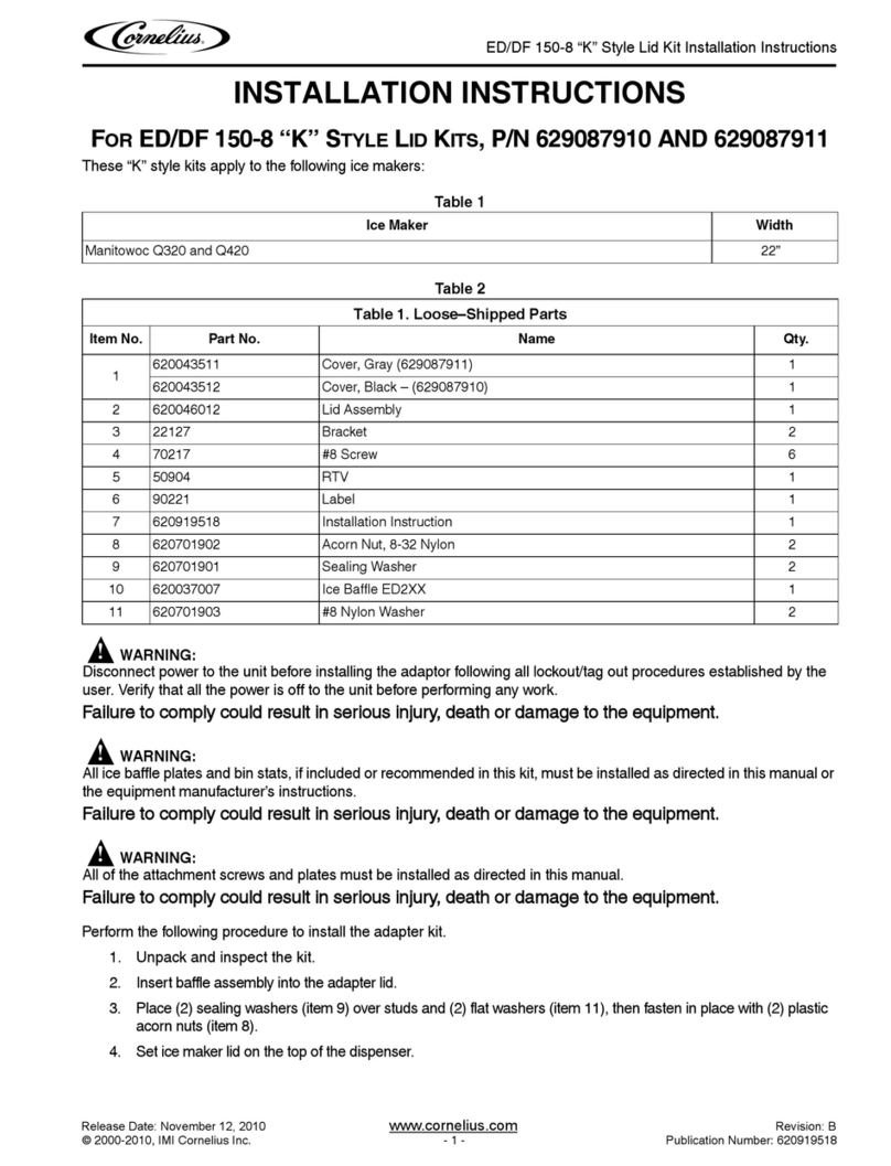 Cornelius P/N 620043511 installation instructions