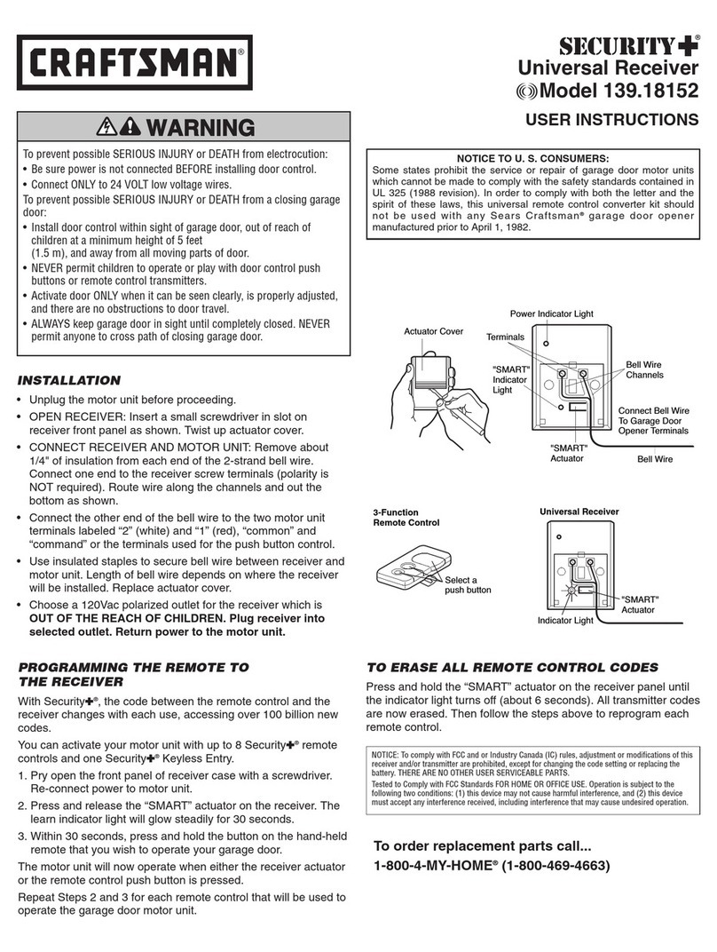 Craftsman UNIVERSAL RECEIVER 139.18152 User manual