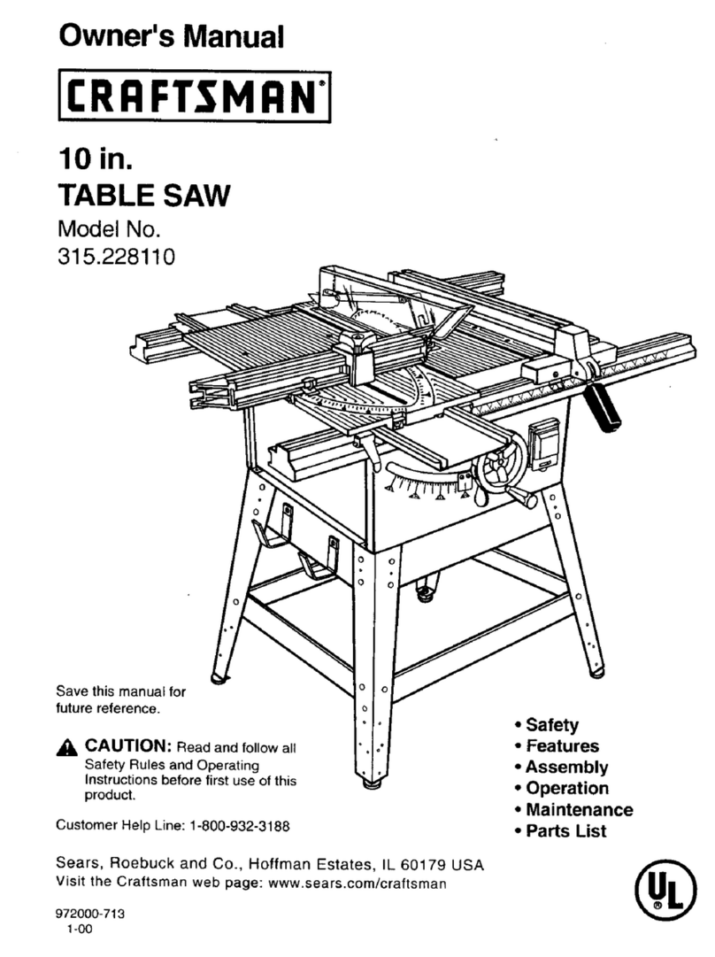 Craftsman 10 IN. TABLE SAW 315.22811 User manual