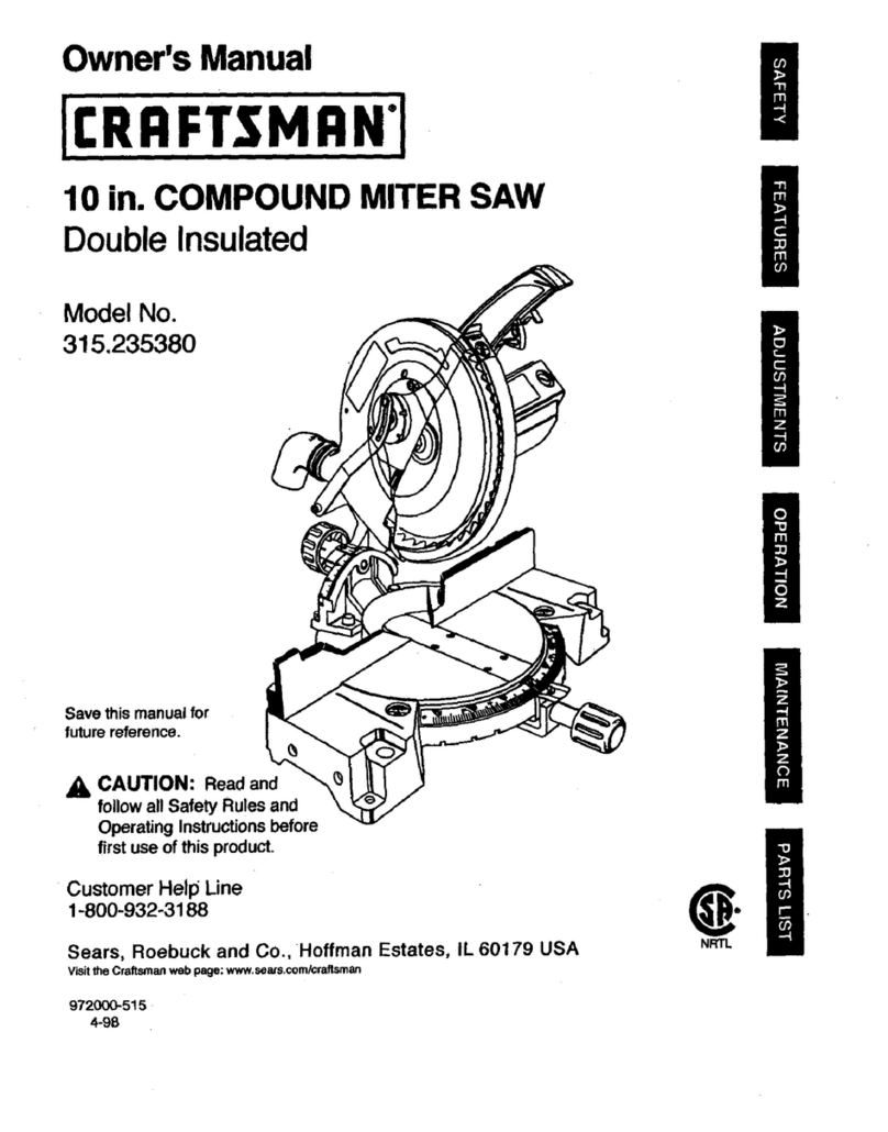 Craftsman 10 IN. COMPOUND MITER SAW 315.23538 owner's manual