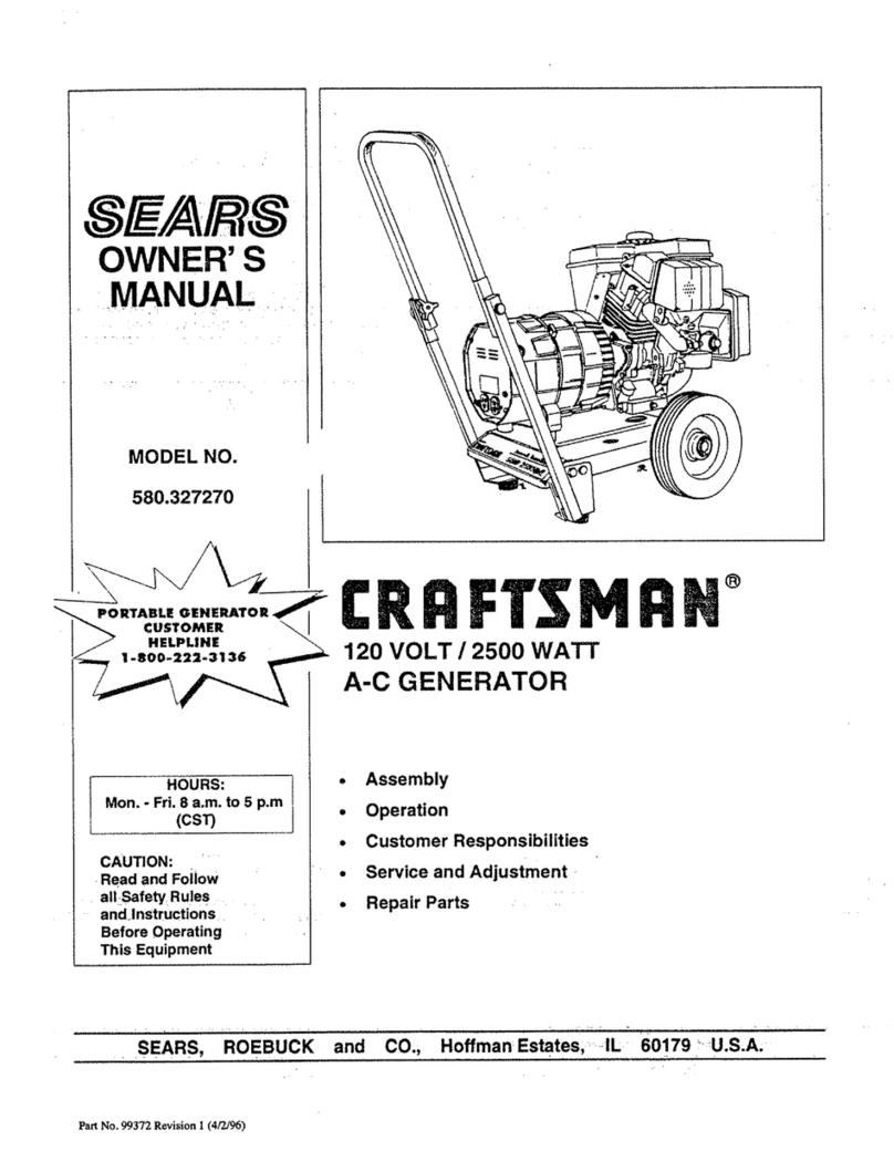 Sears GENERATOR 580.32727 owner's manual