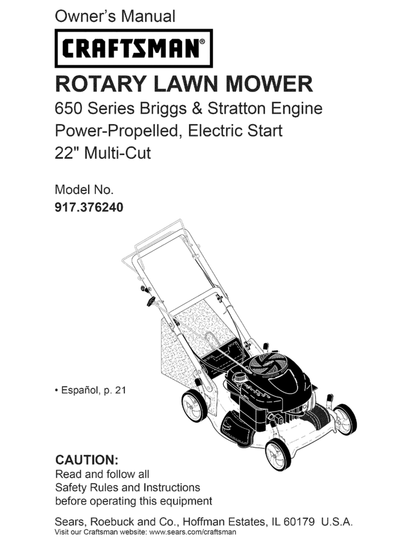 Craftsman 37624 - Front Propelled Rear Bag Lawn Mower User manual