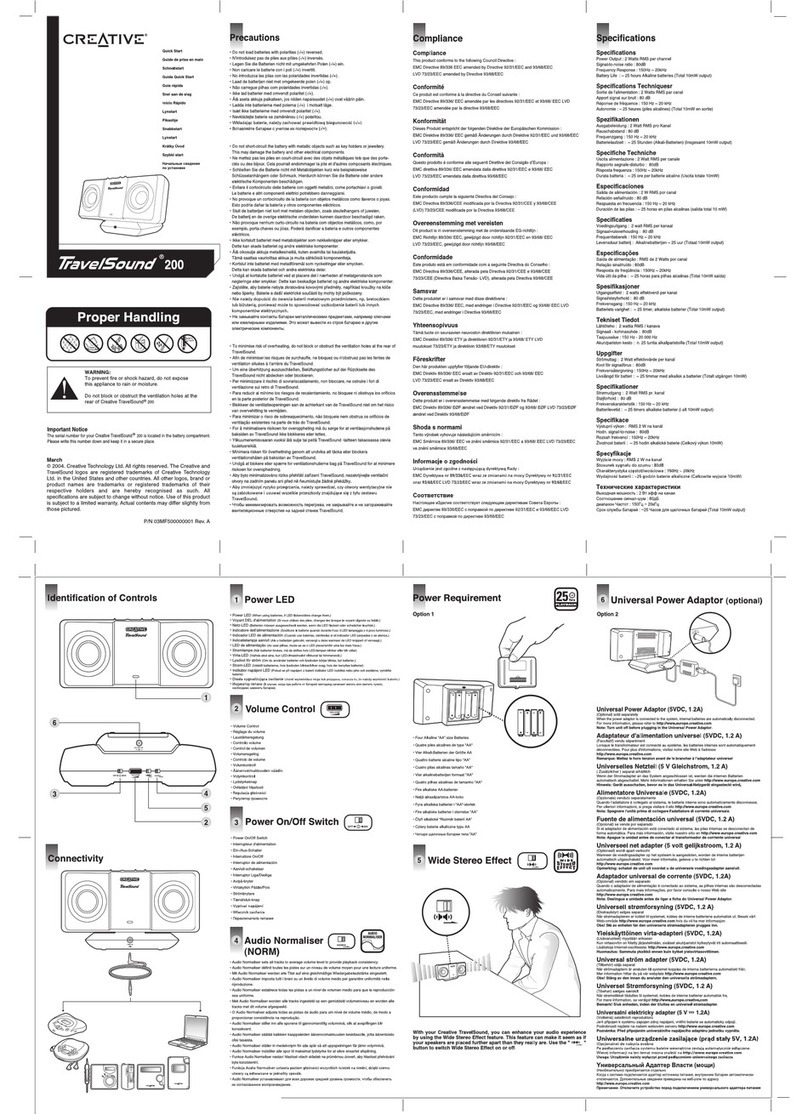 Creative TravelSound 200 User manual Creative TravelSound 200 User manual