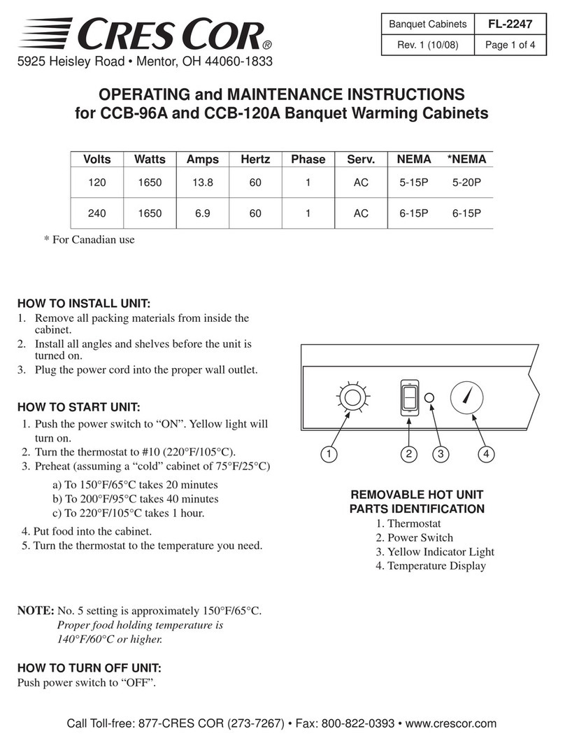 Cres Cor Banquet Warming Cabinets CCB-120A Manual
