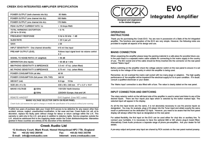 Creek Audio EVO operating instructions