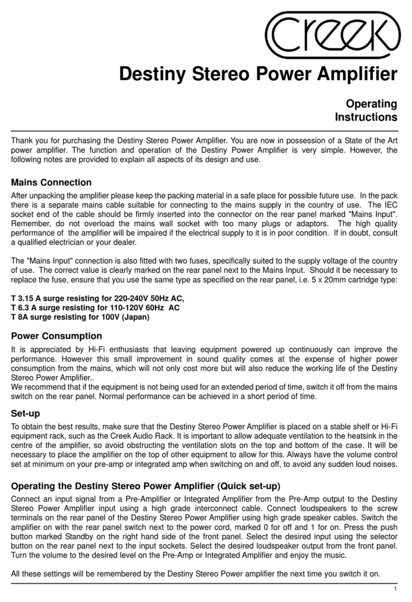 Creek Audio Stereo Power Amplifier User manual