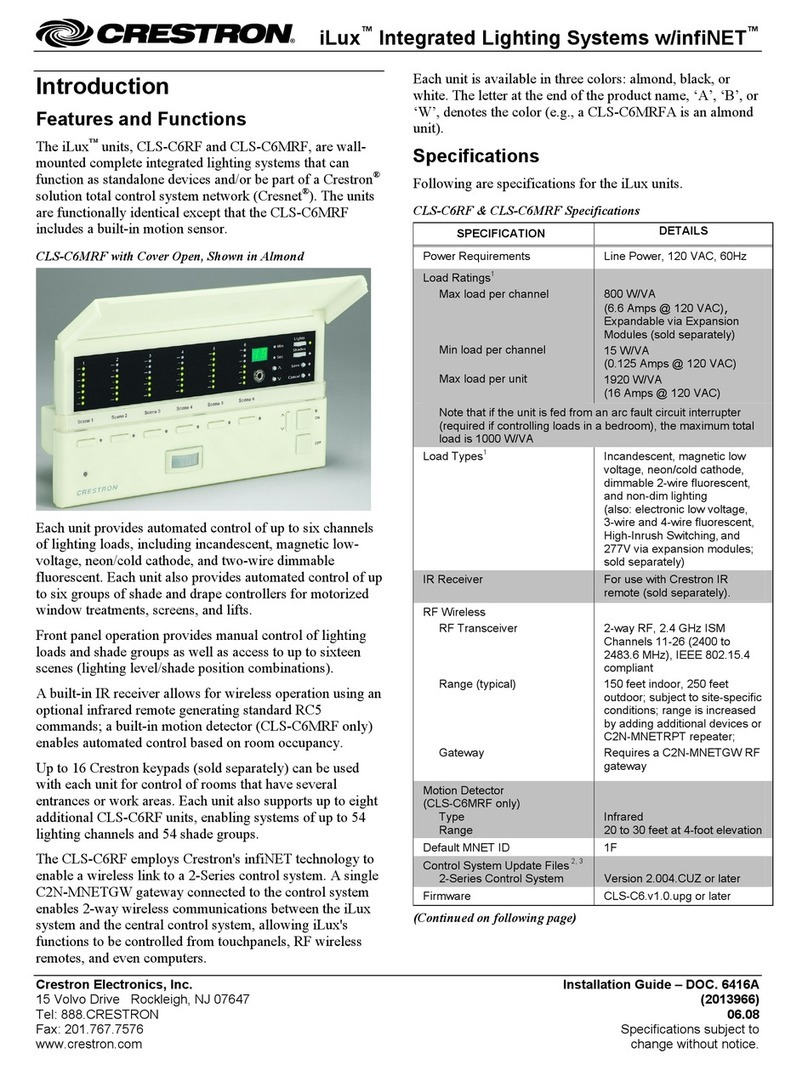 Crestron iLux CLS-C6MRF Specifications