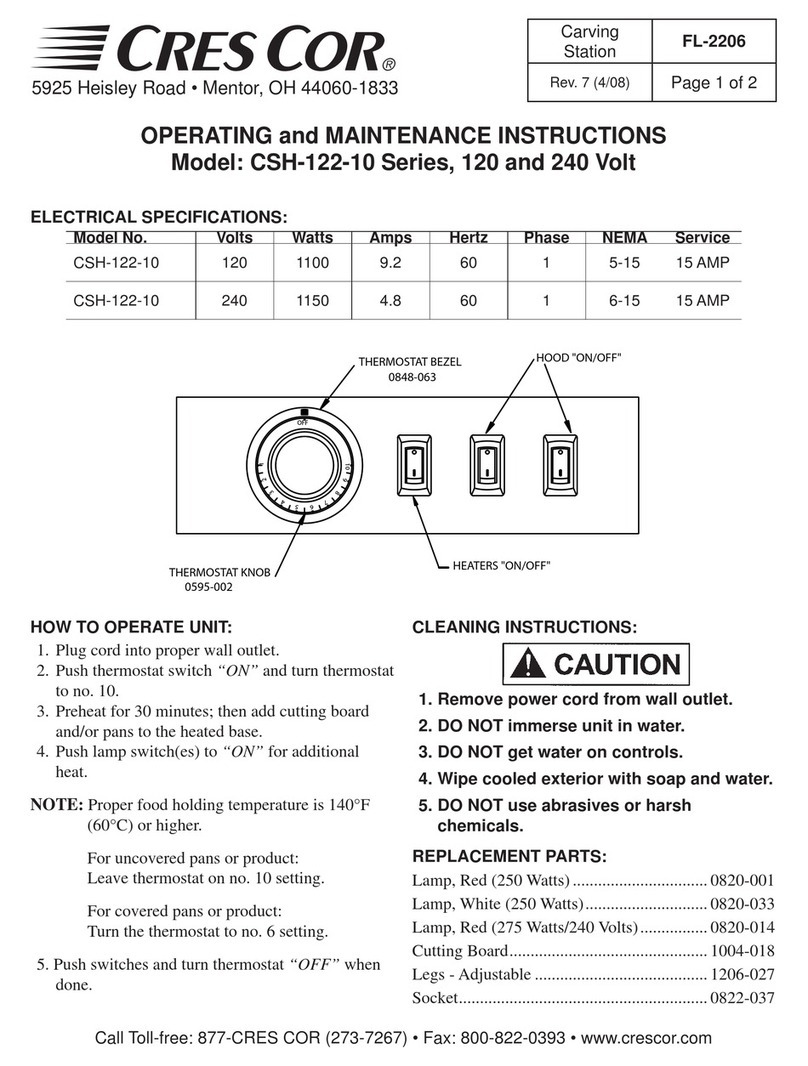 Cres Cor CSH-122-10 Series Operating and maintenance instructions