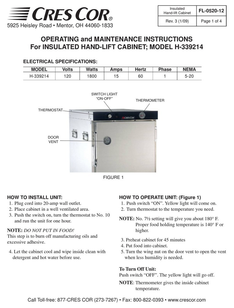 Cres Cor Hand-Lift Cabinet H-339214 Operating and maintenance instructions