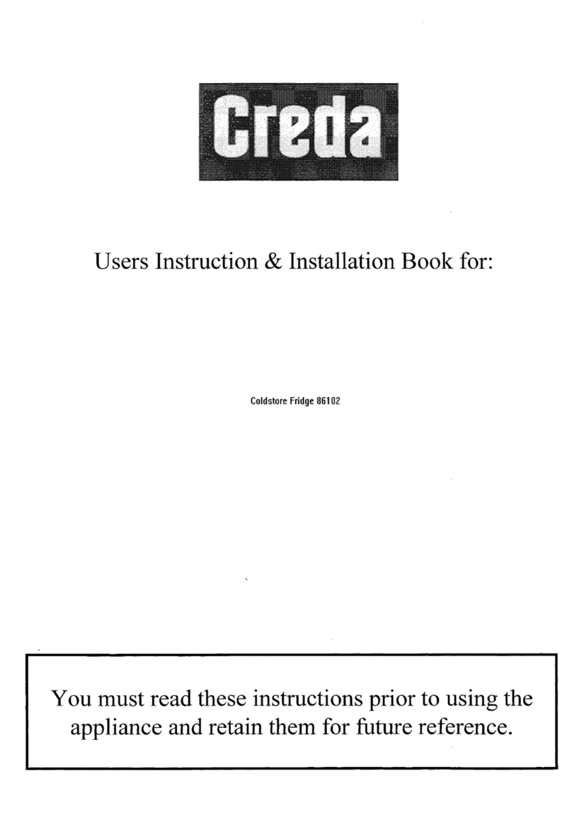 Creda Coldstore 86102 Users instruction & installation book