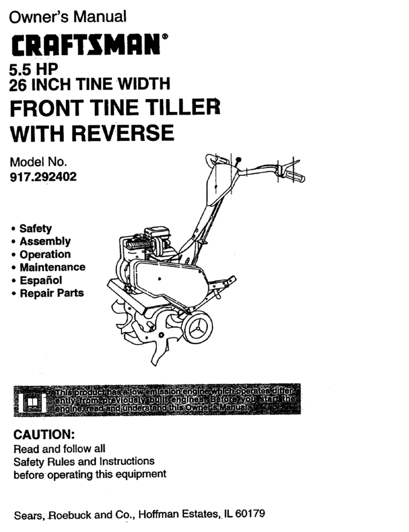 Craftsman FRONT TINE TILLER WITH REVERSE 917.292402 owner's manual Craftsman FRONT TINE TILLER WITH REVERSE 917.292402 owner's manual