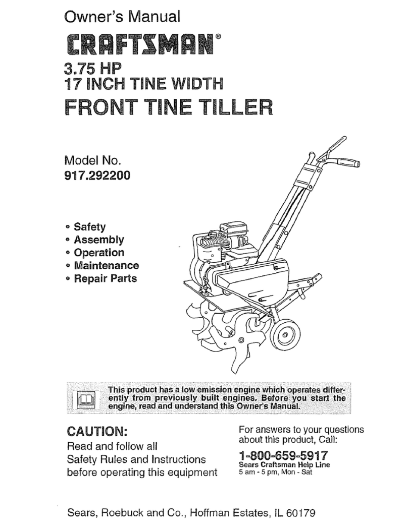 Craftsman 3.75 HP 17 INCH TINE WIDTH 917.2922 owner's manual Craftsman 3.75 HP 17 INCH TINE WIDTH 917.2922 owner's manual