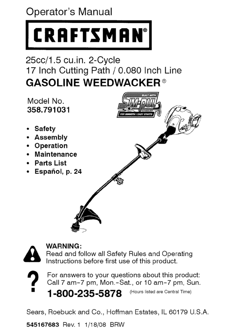 Craftsman GASOLINE WEEDWACKER 358.791031 User manual