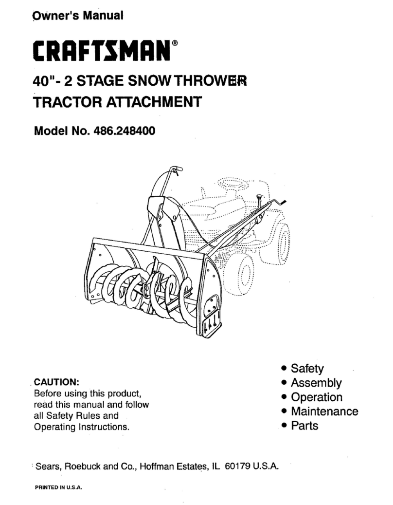 Craftsman 40"- 2 STAGE SNOW THROWER TRACTOR ATTACHMENT... User manual