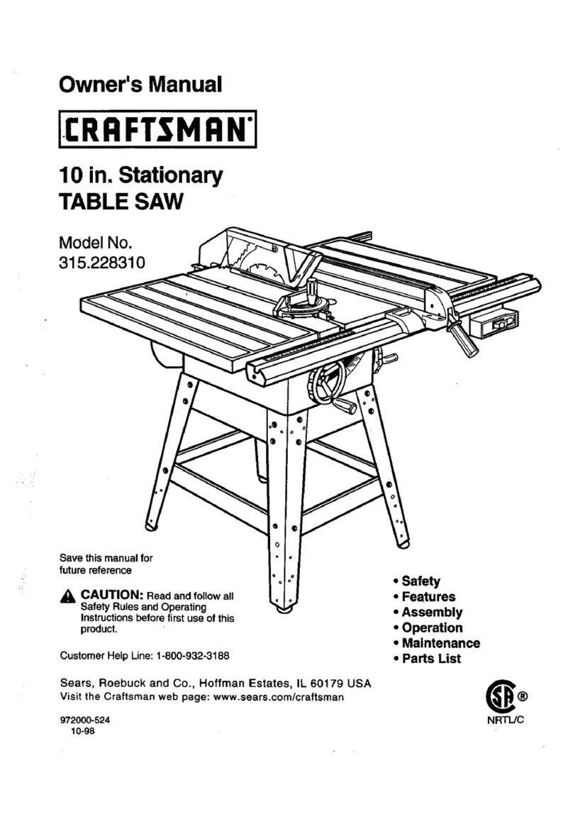 Craftsman TABLE SAW 315.22831 User manual