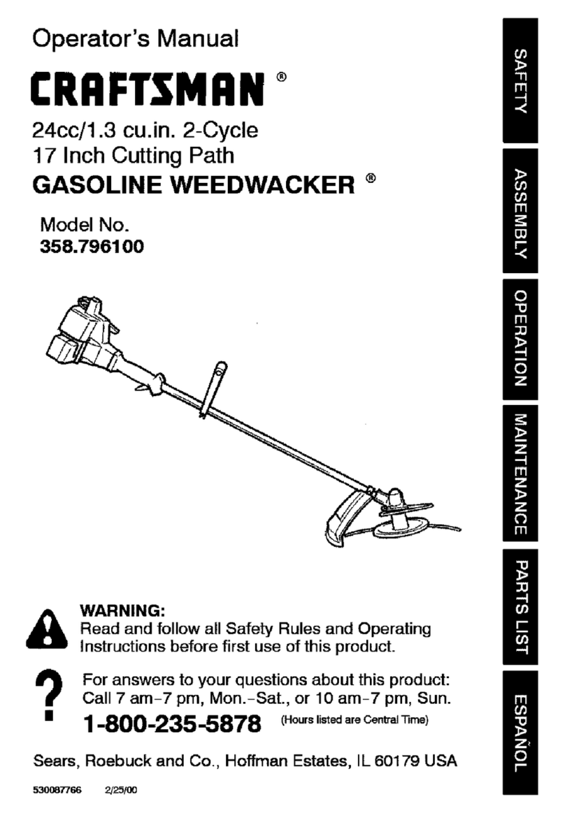 Craftsman GASOLINE WEEDWACKER 358.7951 Operator's manual Craftsman GASOLINE WEEDWACKER 358.7951 Operator's manual