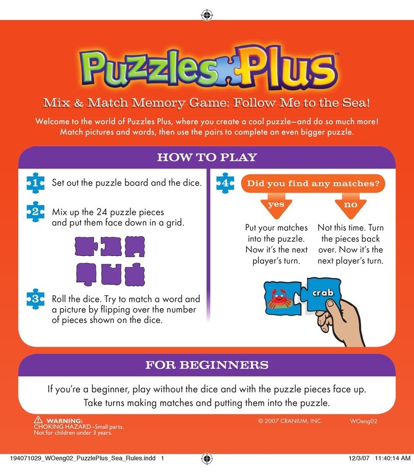 Cranium Puzzles Plus Mix & Match Memory Game instruction manual