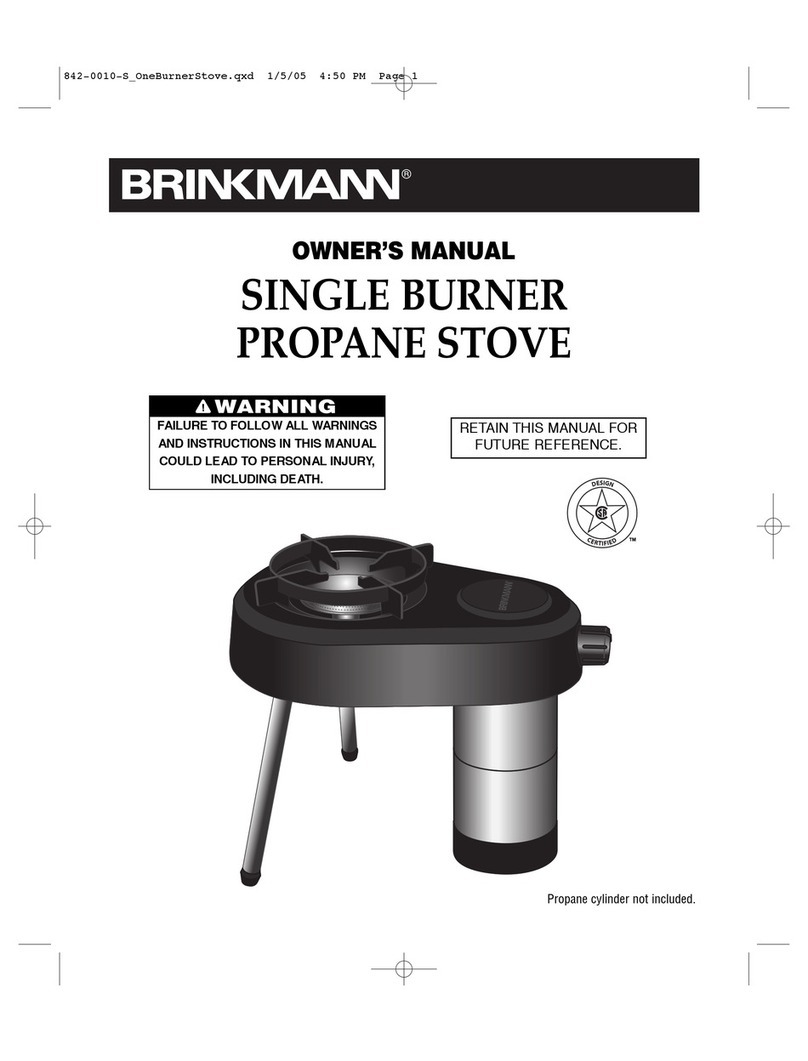 Brinkmann SINGLE BURNER PROPANE STOVE owner's manual