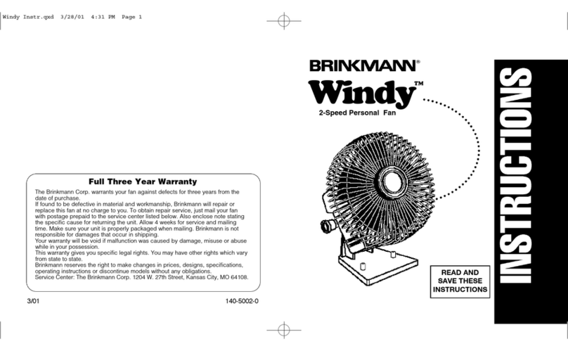 Brinkmann Personal Fan operating instructions