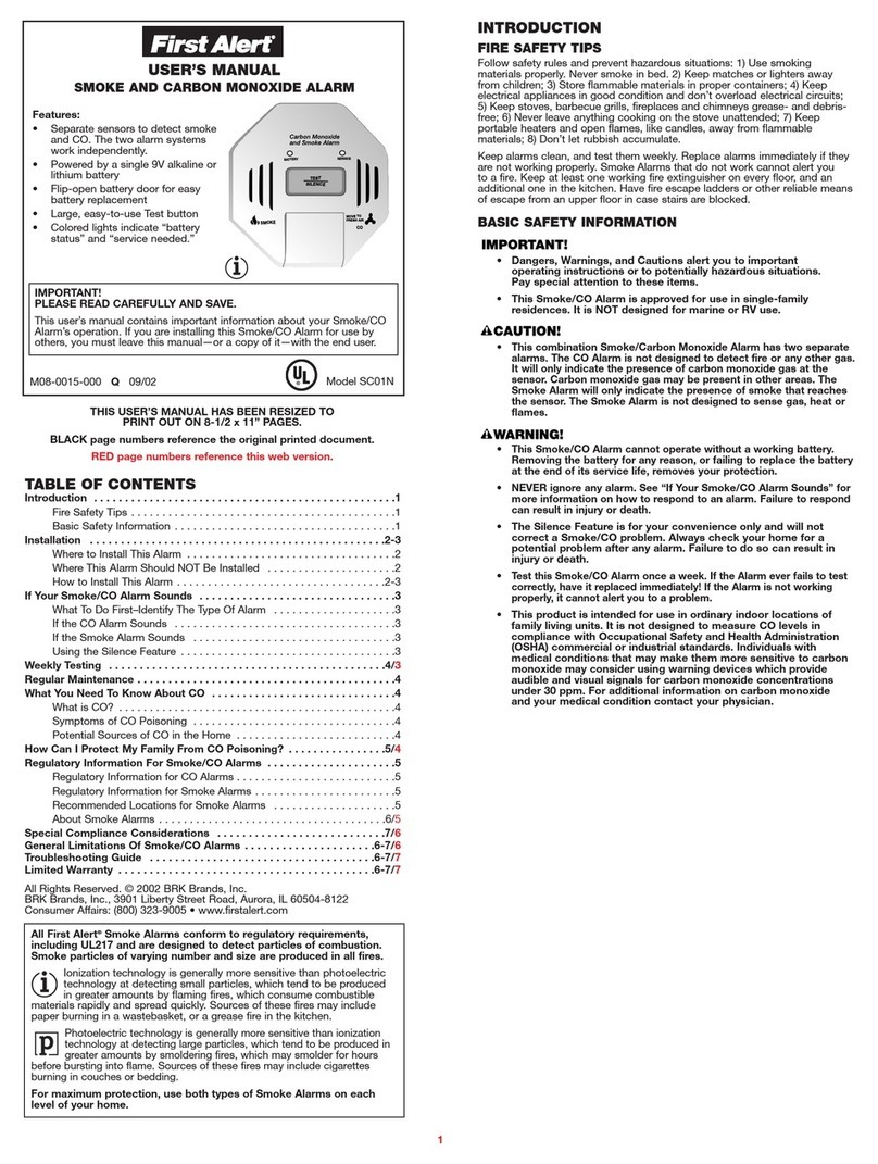 First Alert SC01NM08 User manual