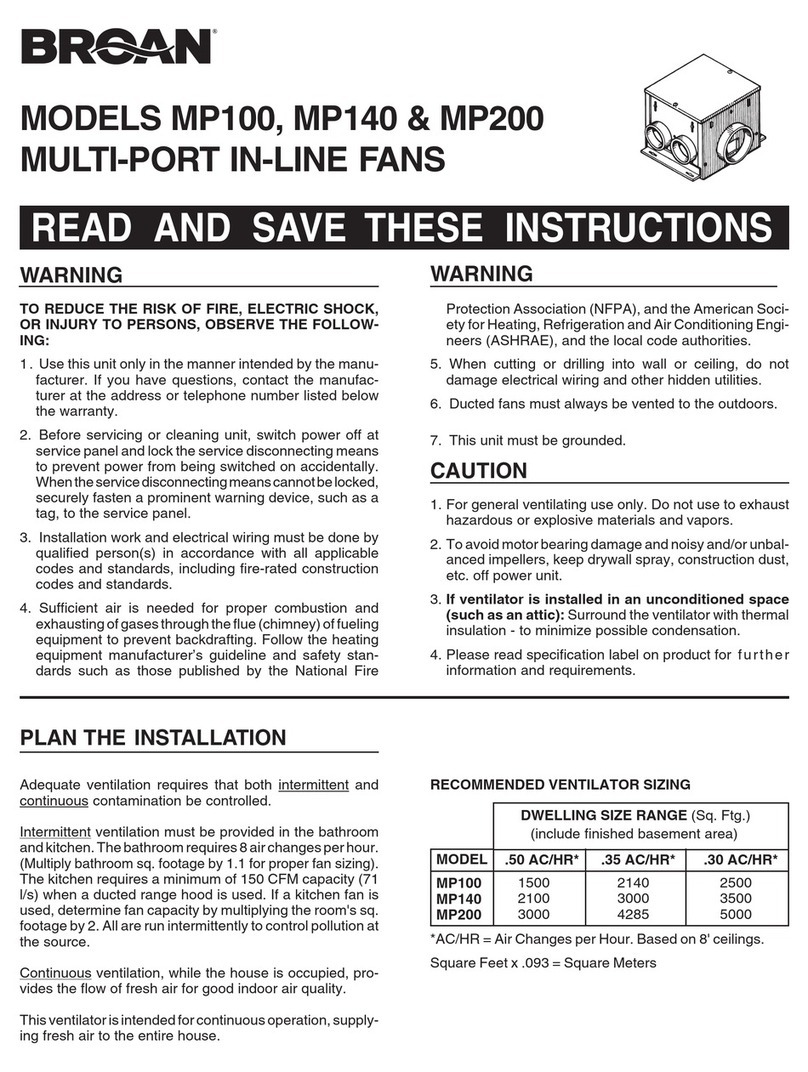 Broan MP100 user manual