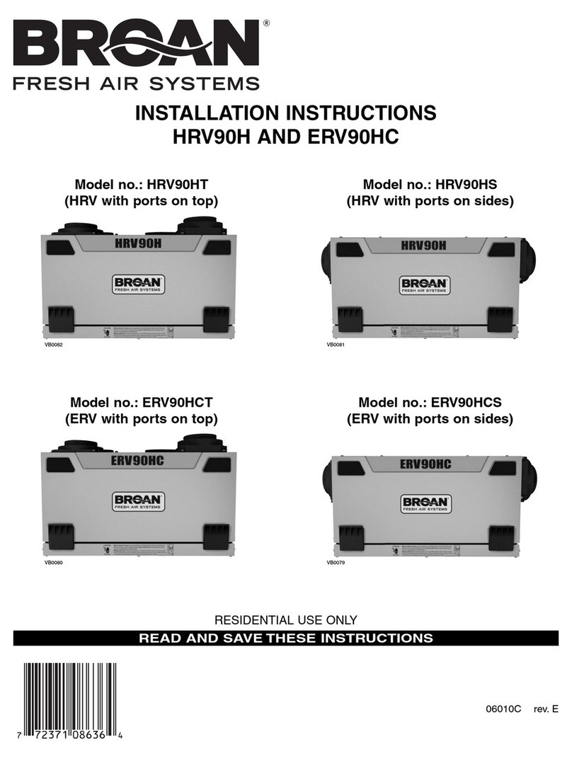 Broan ERV90HC Series installation instructions
