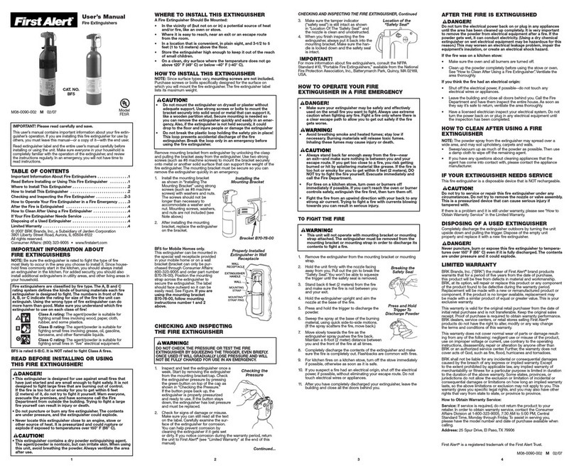 First Alert BF5 User manual