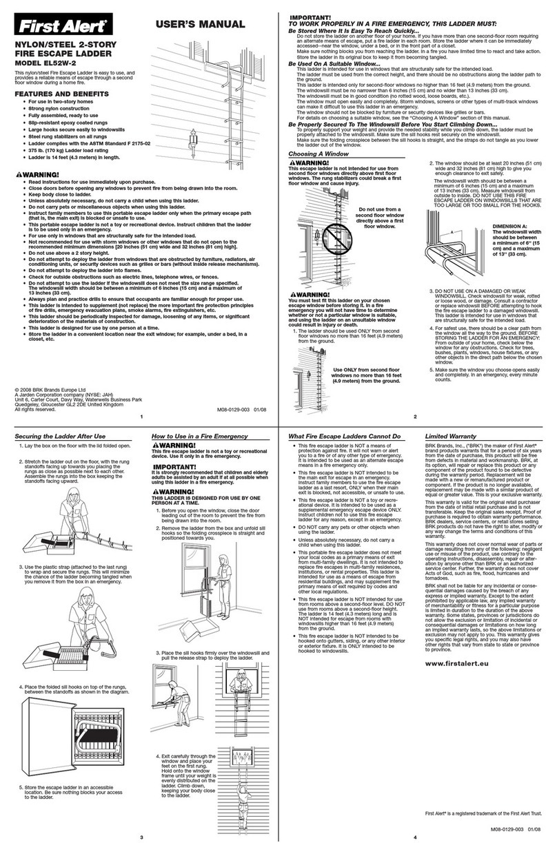First Alert Fire Escape Ladder EL52W-2 user manual