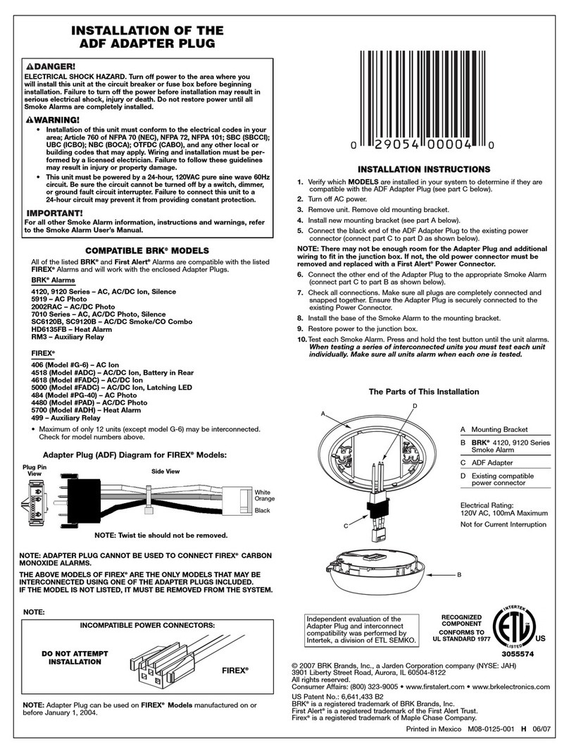BRK electronic ETL ADF Adapter installation instructions