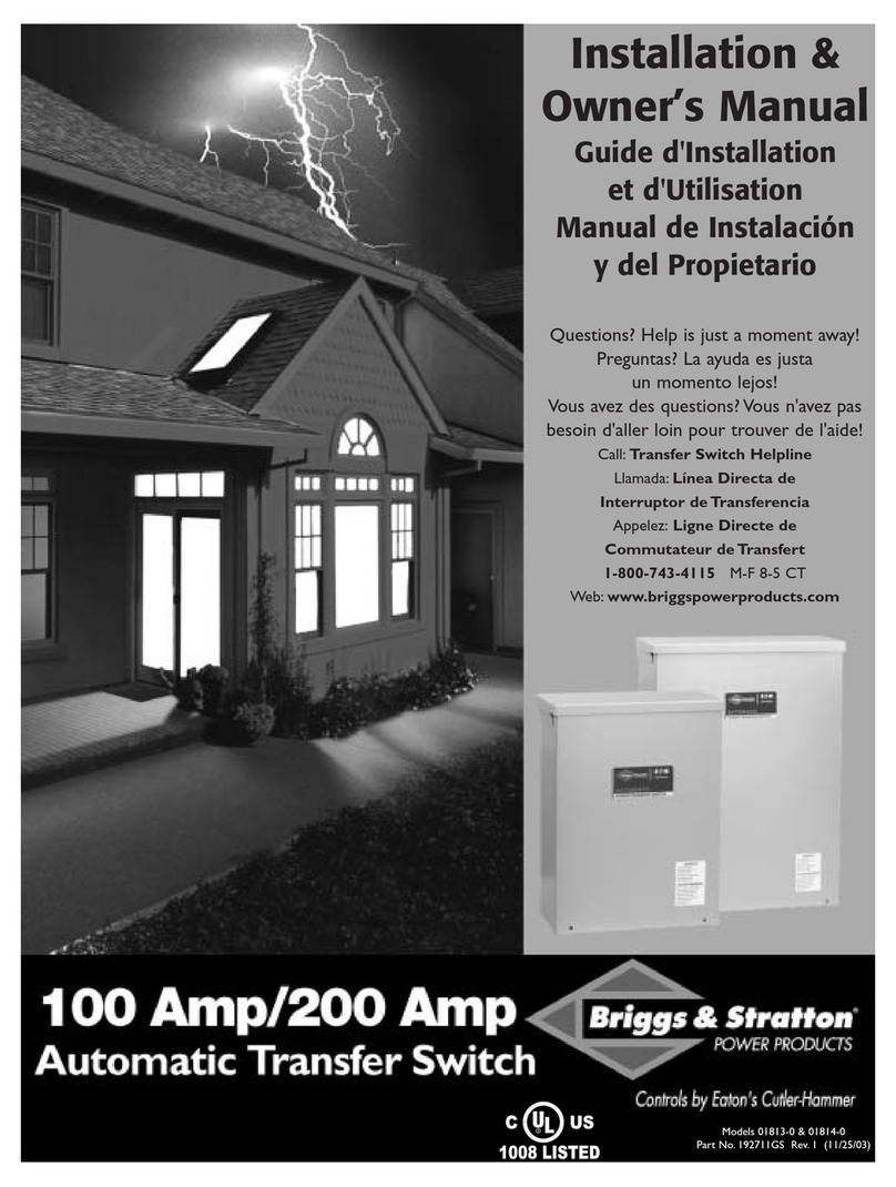 Briggs & Stratton 01813-0 Installation and owner's manual