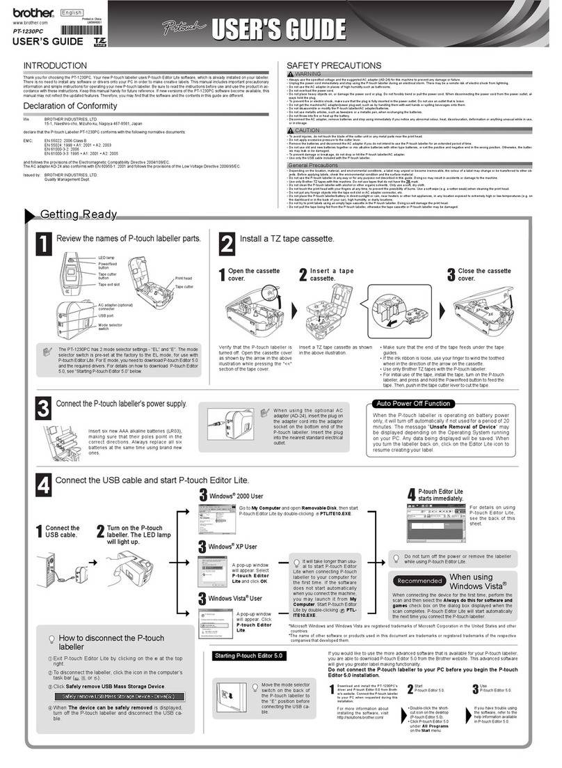 Brother P-touch PT-1230PC User manual