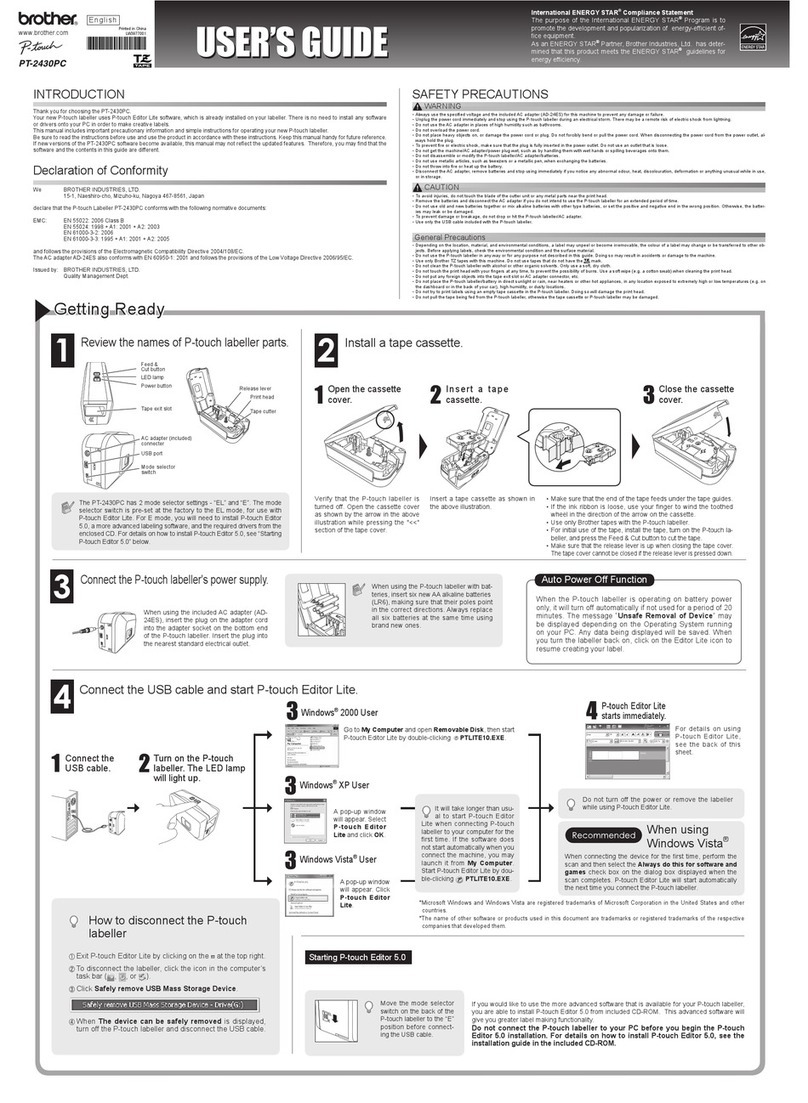 Brother P-Touch PT-2430PC user guide