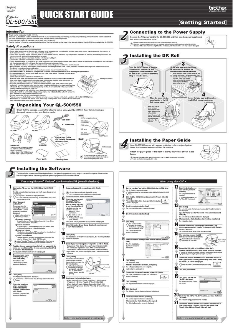Brother P-Touch QL-500 User manual