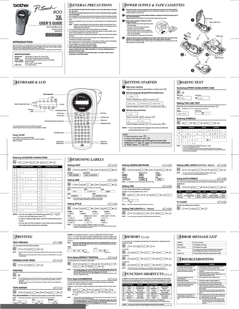 Brother P-Touch PT-900 user guide