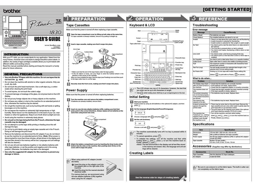 Brother P-touch LN7808001 User manual
