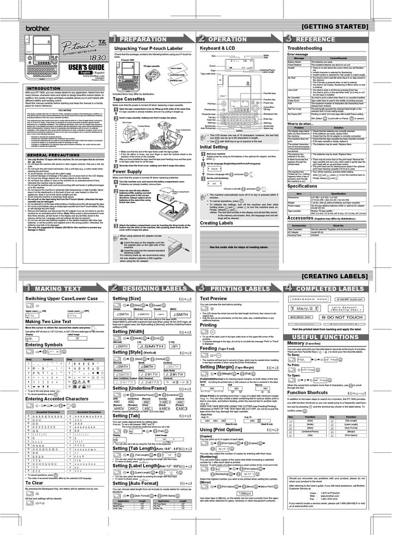 Brother P-TOUCH 1830 User manual