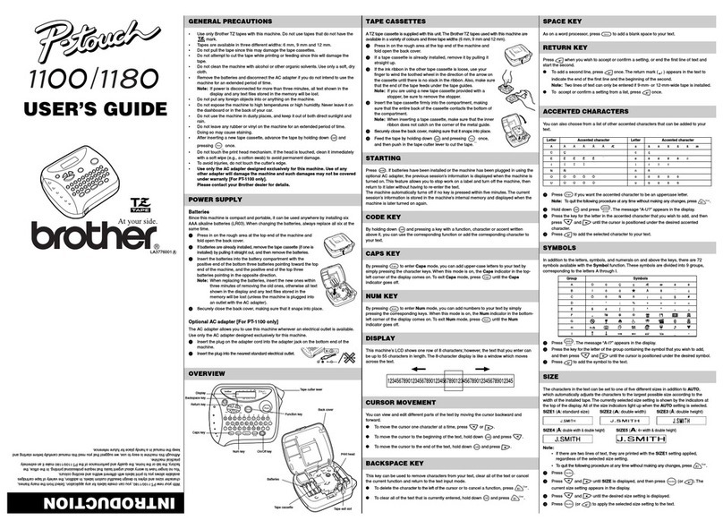 Brother P-Touch LA3776001 user guide