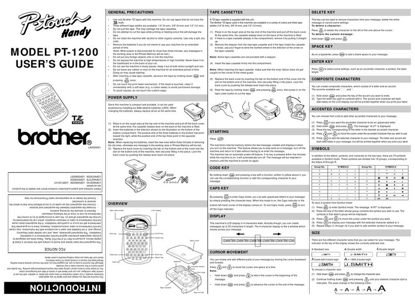 Brother P-Touch Handy PT-1200 user guide