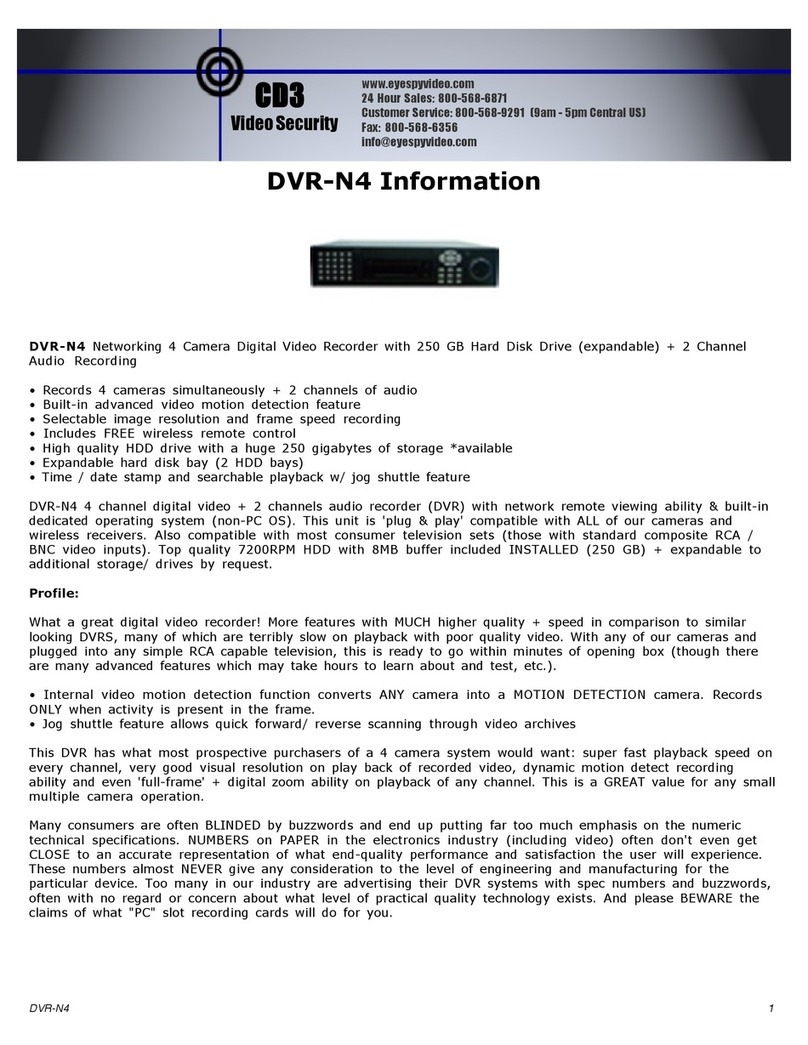 CD3 Video Security DVR-N4 Specifications