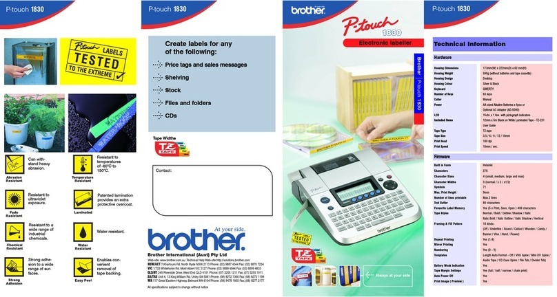 Brother P-Touch 1830 technical information