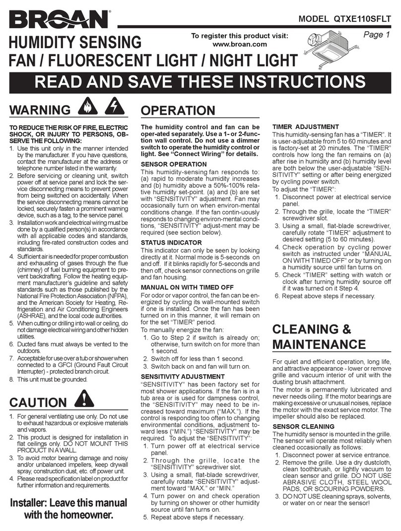 Broan QTXE110SFLT User manual