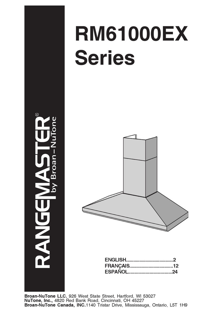 Broan Rangemaster RM61000EX Series User manual