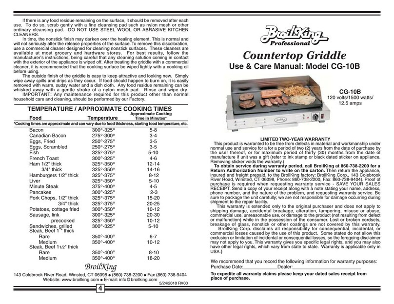 Broil King CG-10B User manual