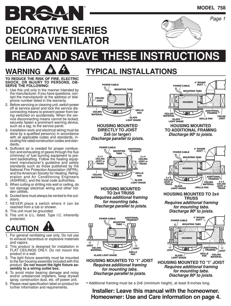 Broan 758 User manual