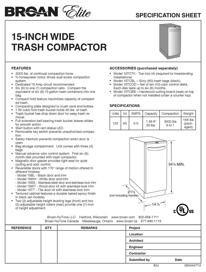 Broan Elite 15BL User manual