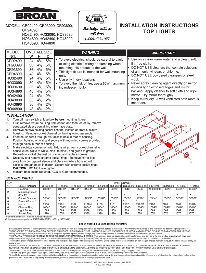 Broan CR92490 User manual