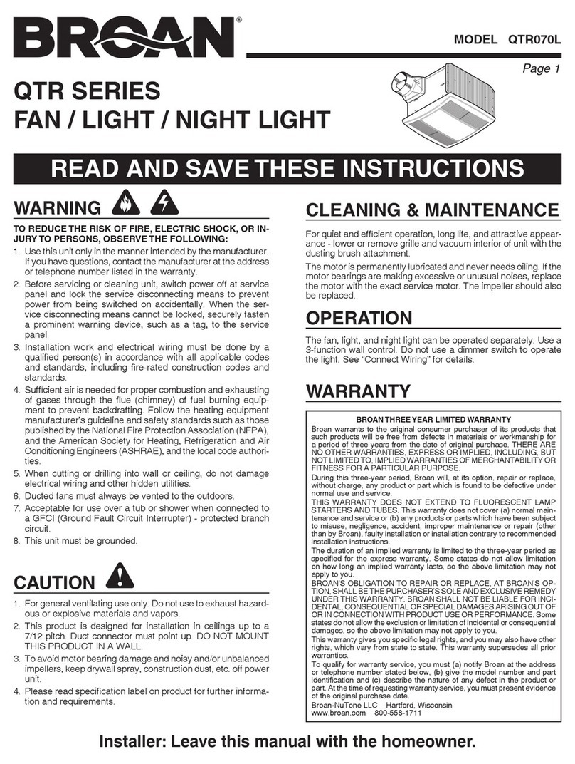Broan QTR QTR070L instructions