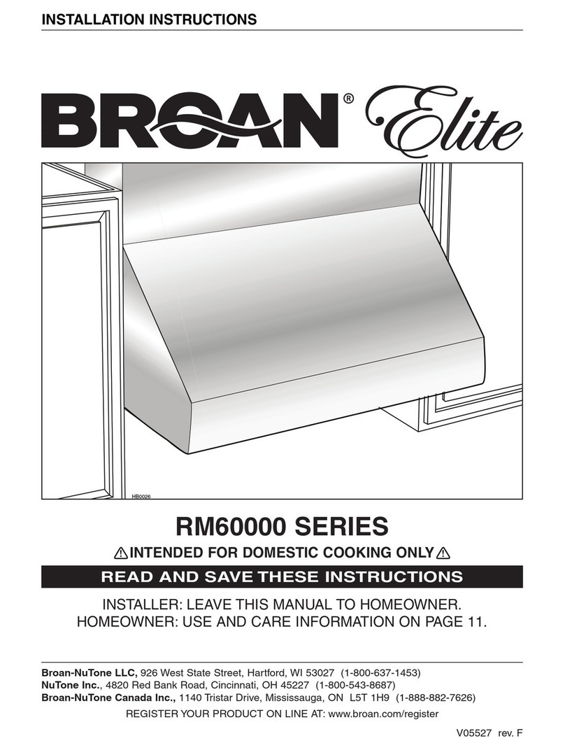 Broan Rangemaster RM60000 Series installation instructions