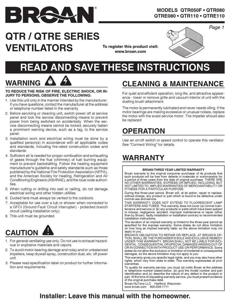 Broan QTR050F User manual