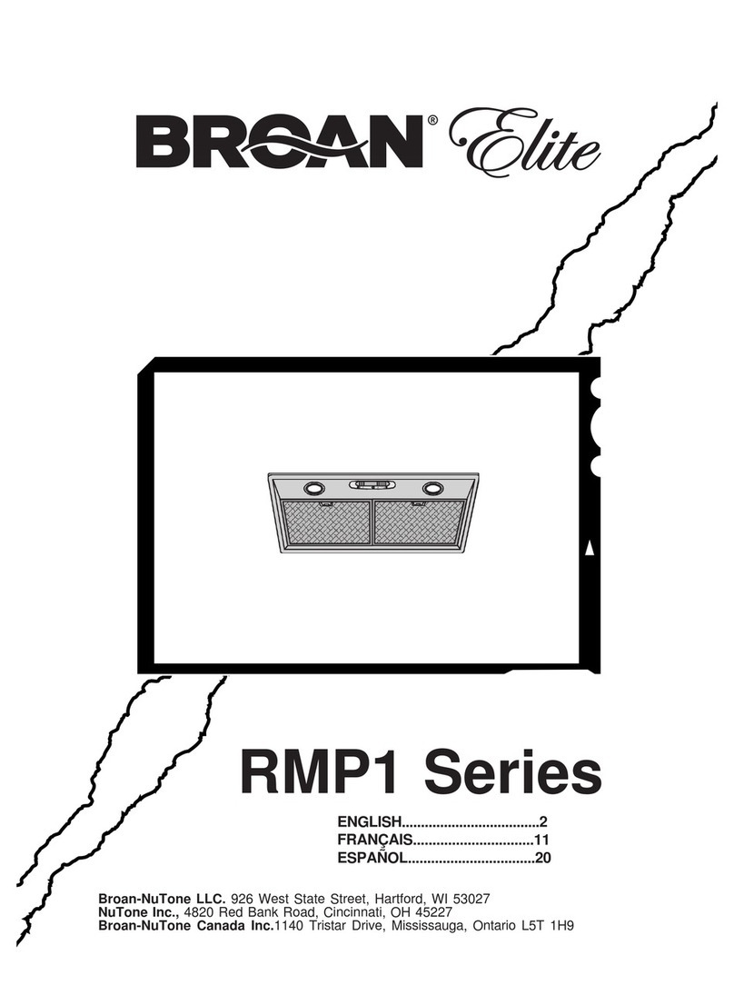 Broan Range Hood RMP1 User manual